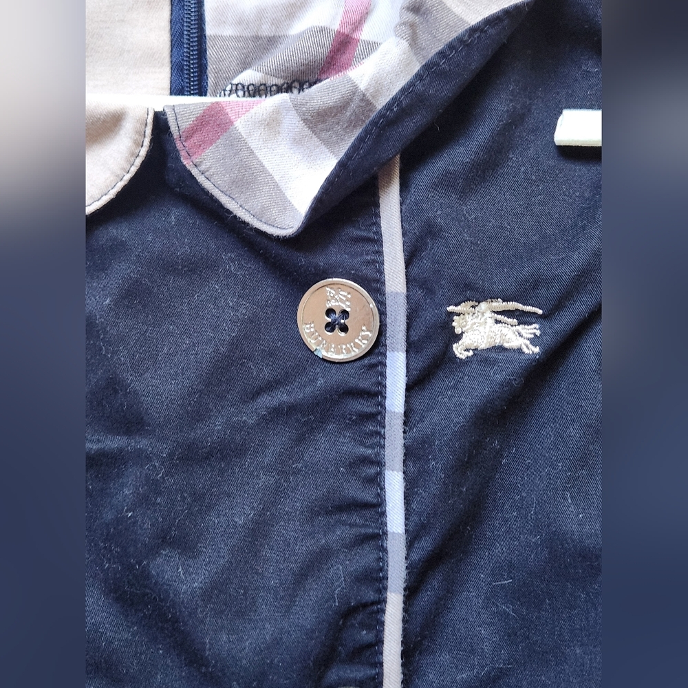 Burberry Kids Navy Dress with Plaid Collar - Picture 5 of 5